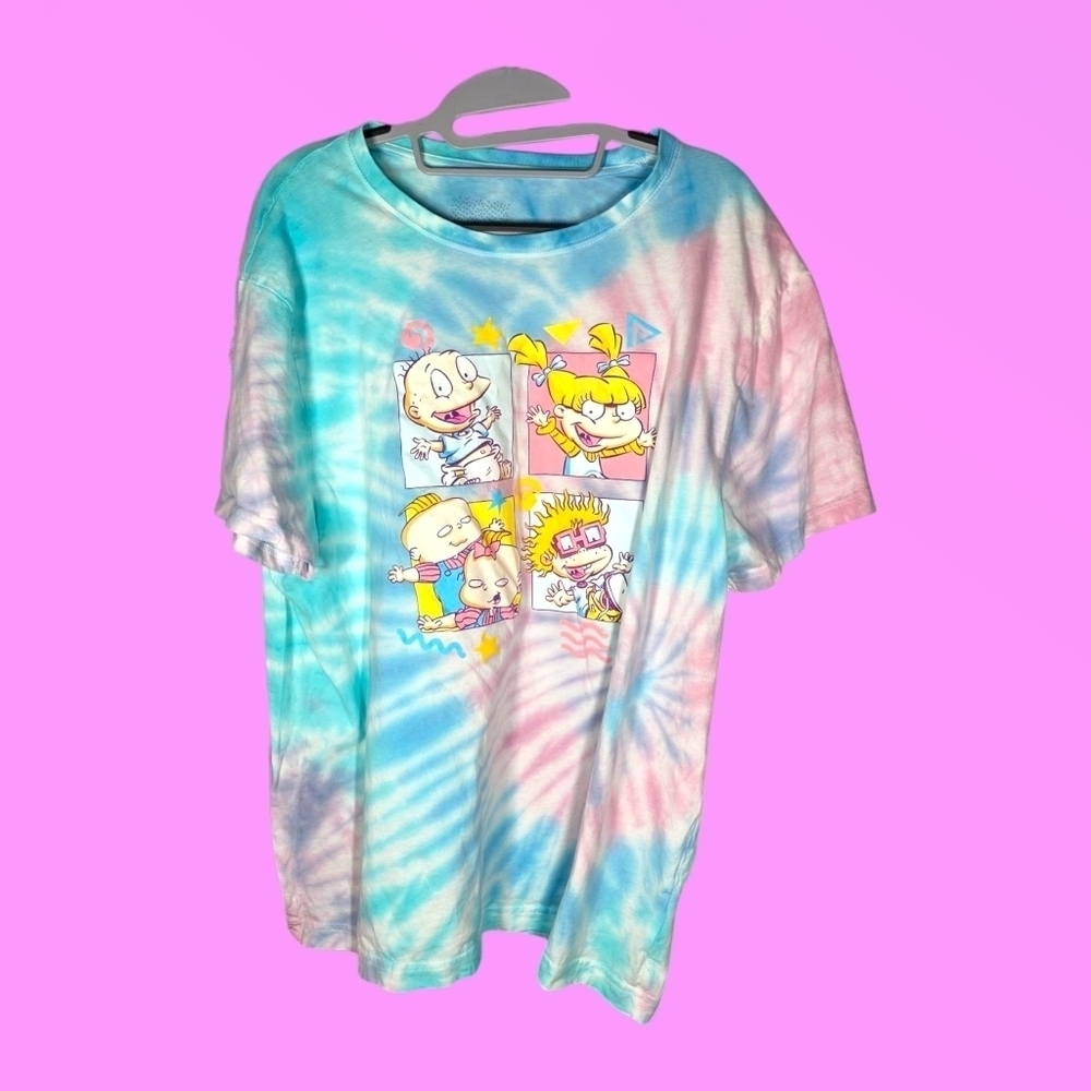 Nikelodeon Rugrats Tiedye Blue Pink T-Shirt Size XL